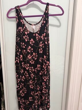 Floral Black & Pink Sleeveless Summer Dress